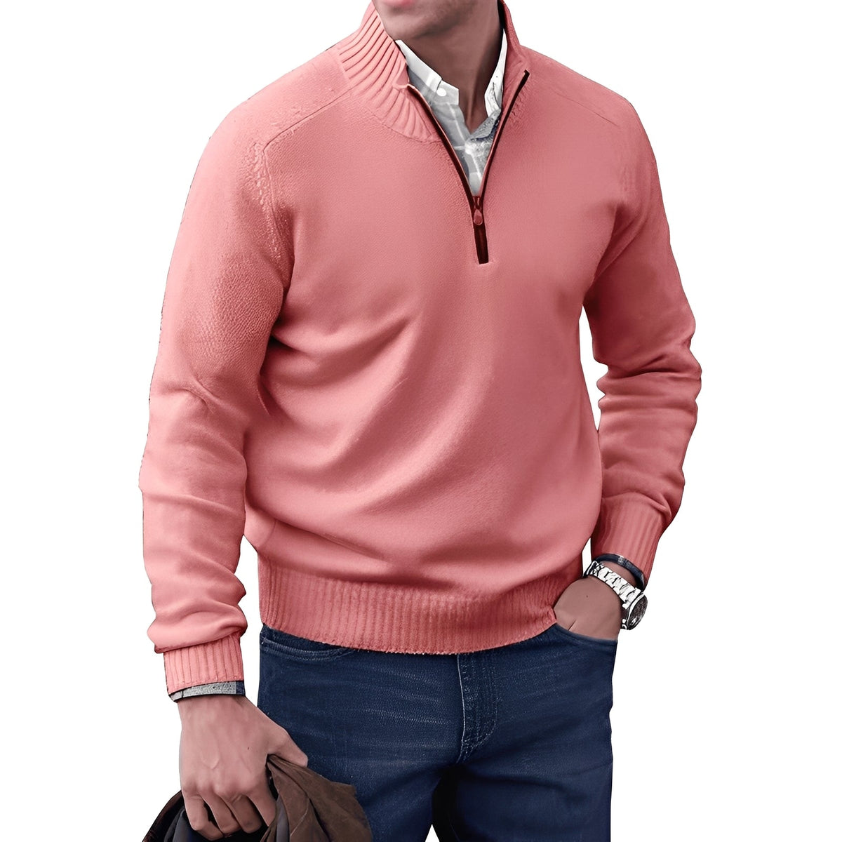 Kian - Zeitgemäßer Herrenpullover mit nützlichem Reißverschluss