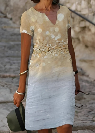 Kristina - Elegantes Blumenkleid mit kurzen Ärmeln für Frauen