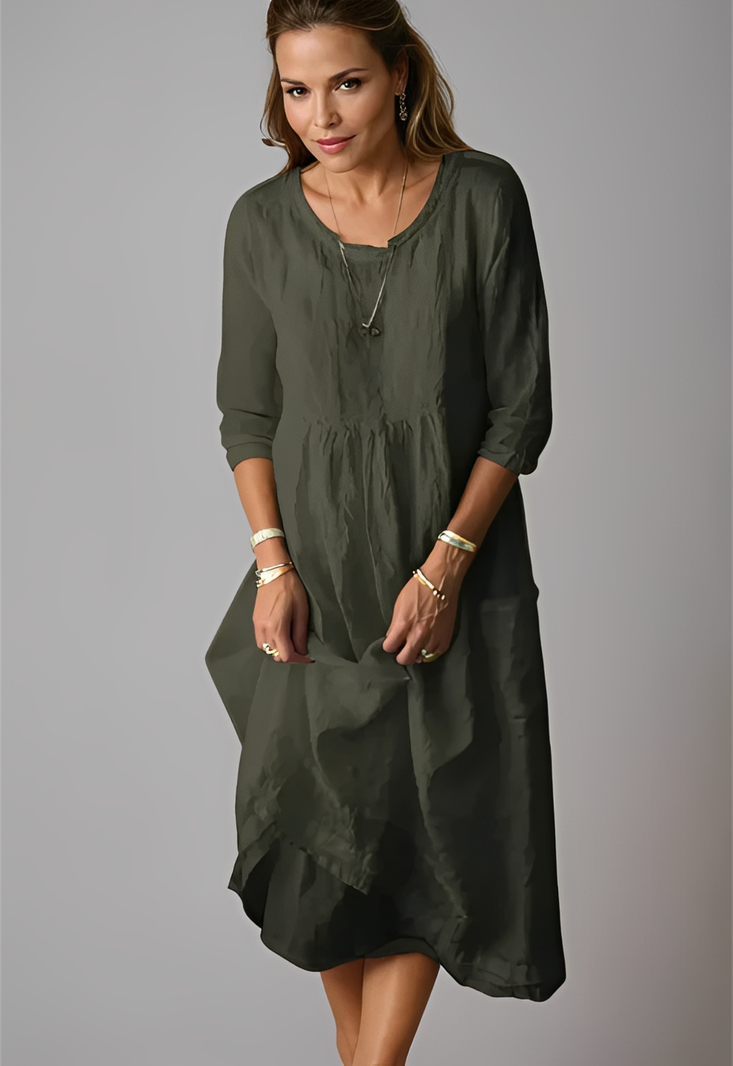 Hazel - Lockeres Kleid mit 3/4-Ärmeln für Damen