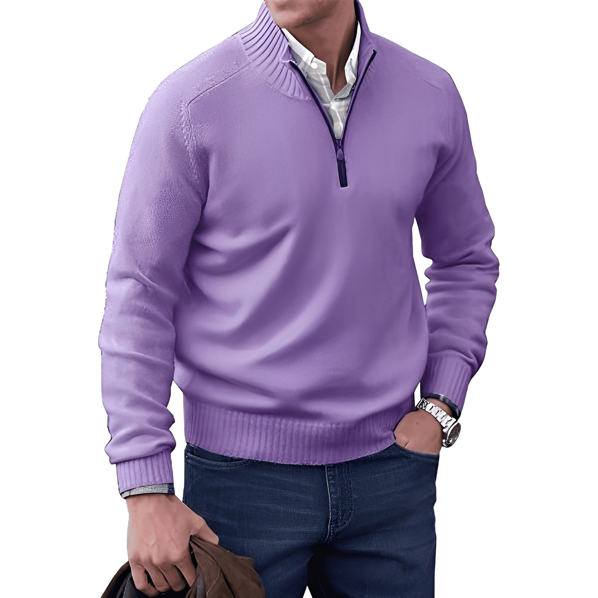 Kian - Zeitgemäßer Herrenpullover mit nützlichem Reißverschluss