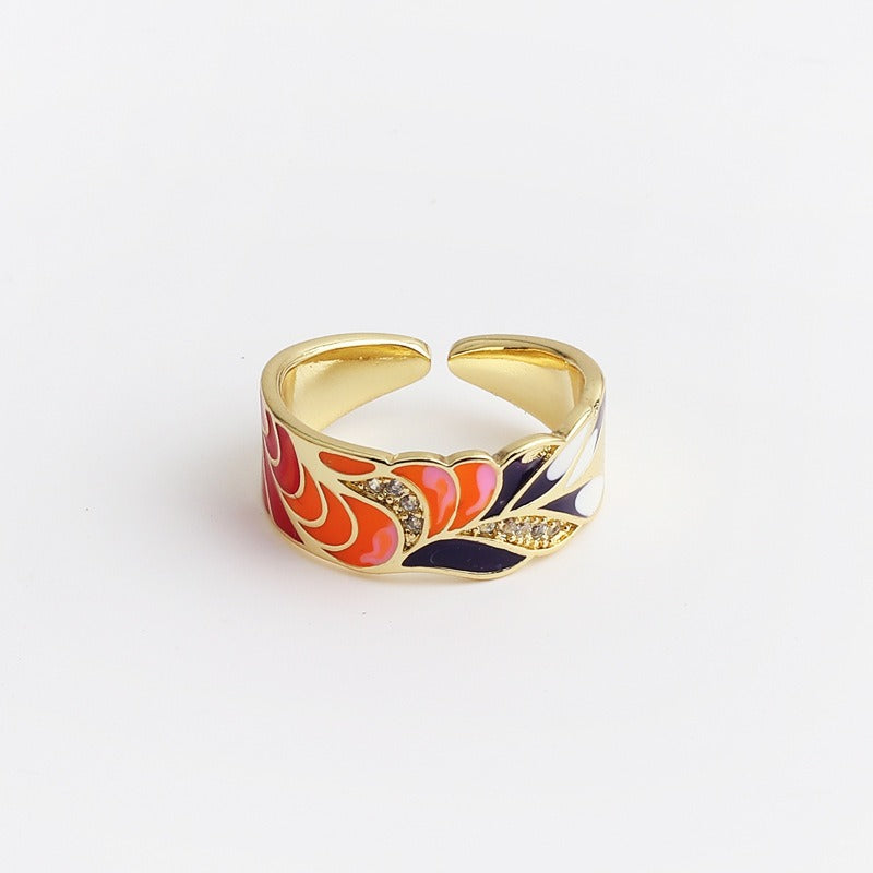 Kamille – Großer Camille-Ring mit blauem Blattdesign