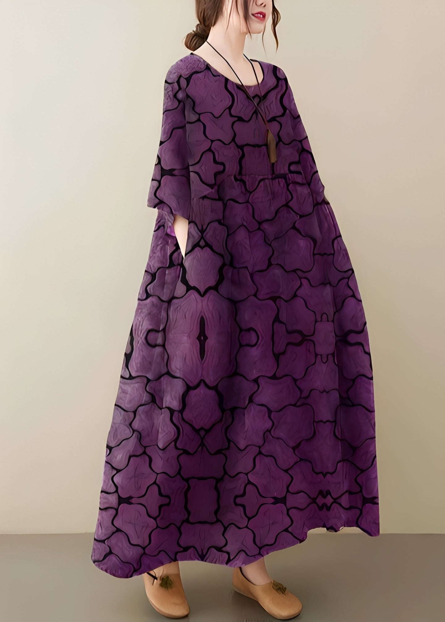 Mariam - Elegantes und weites Kleid mit breitem Saum für Frauen