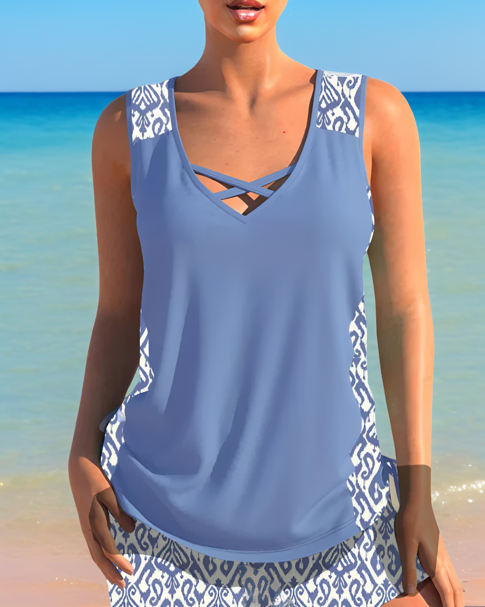 Jesse - Eleganter zweiteiliger bedruckter Tankini für Frauen