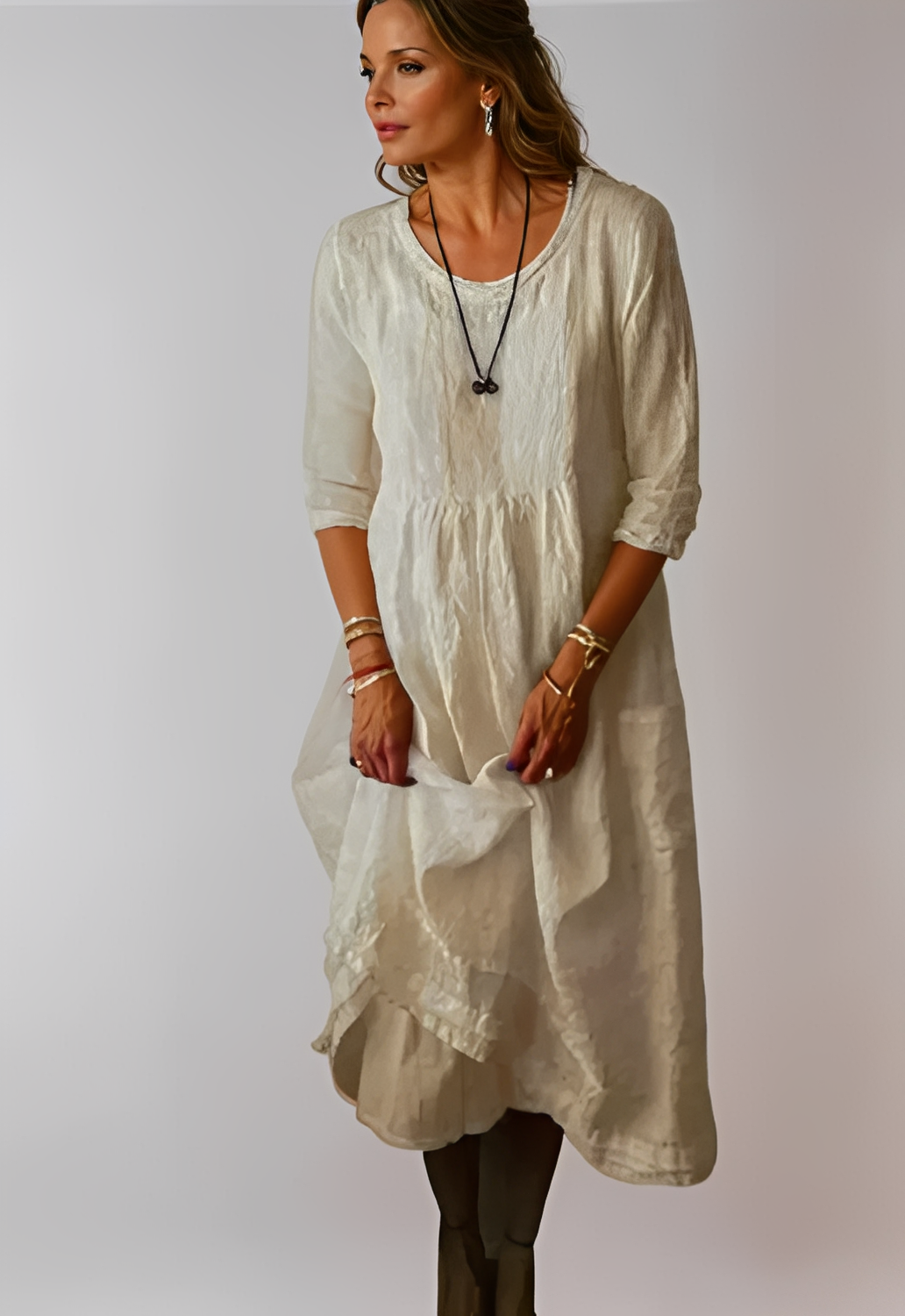 Hazel - Lockeres Kleid mit 3/4-Ärmeln für Damen