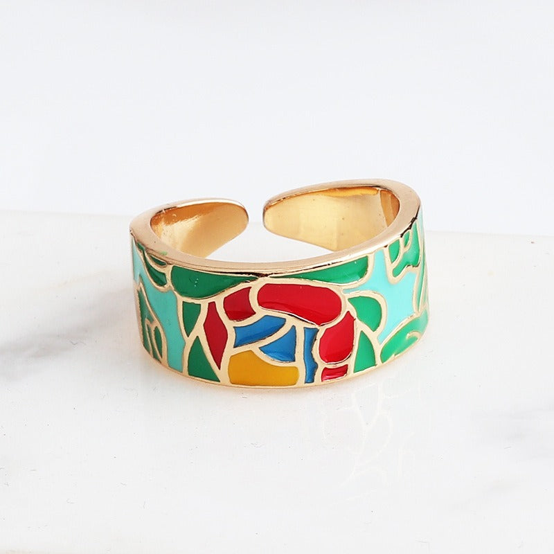 Kamille – Großer Camille-Ring mit blauem Blattdesign
