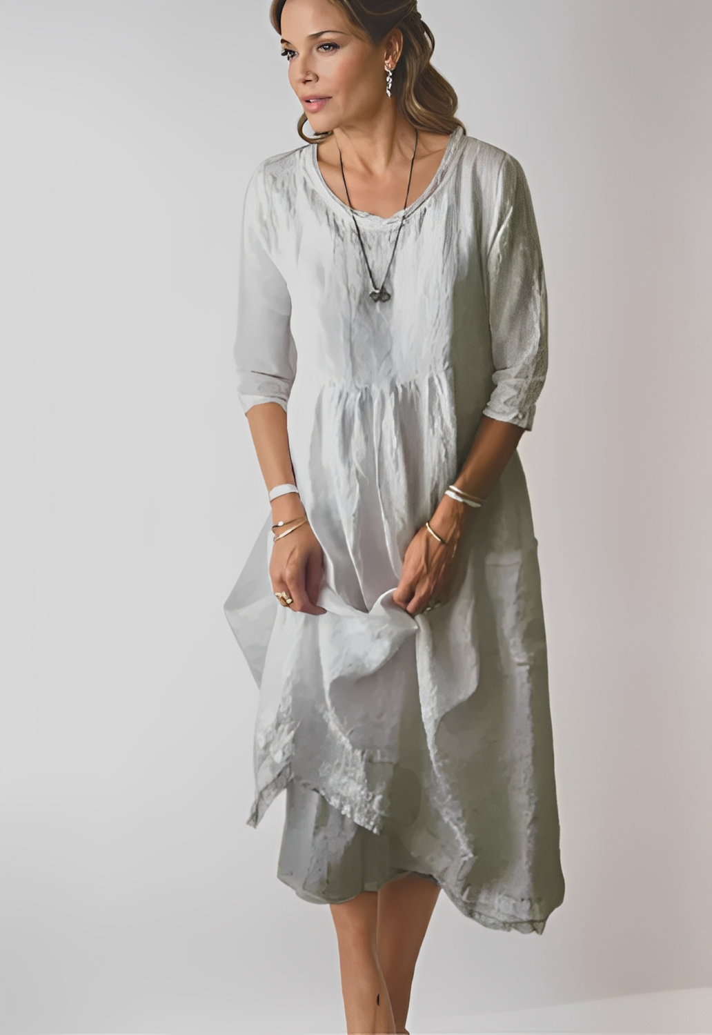 Hazel - Lockeres Kleid mit 3/4-Ärmeln für Damen