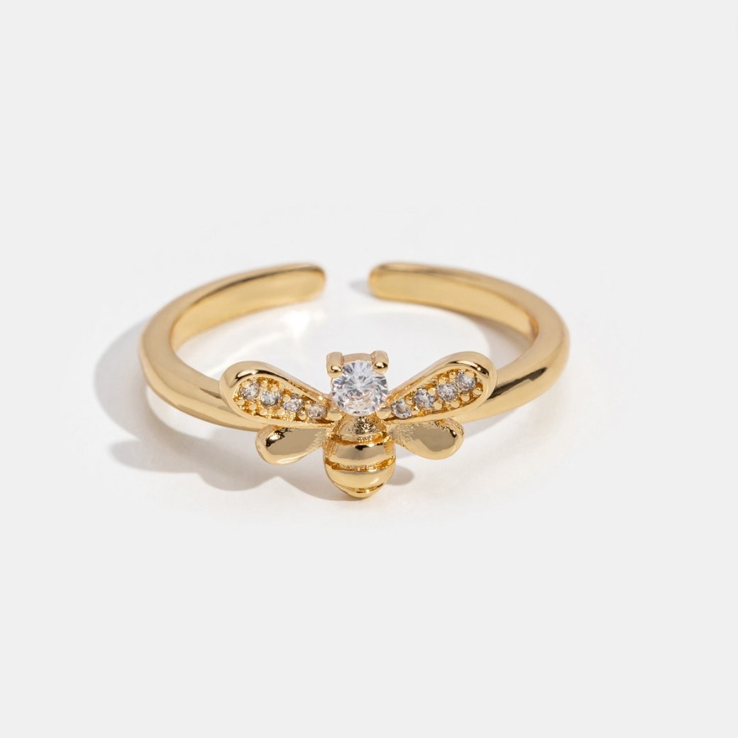 Laila - Ring mit Kristall und Goldbiene