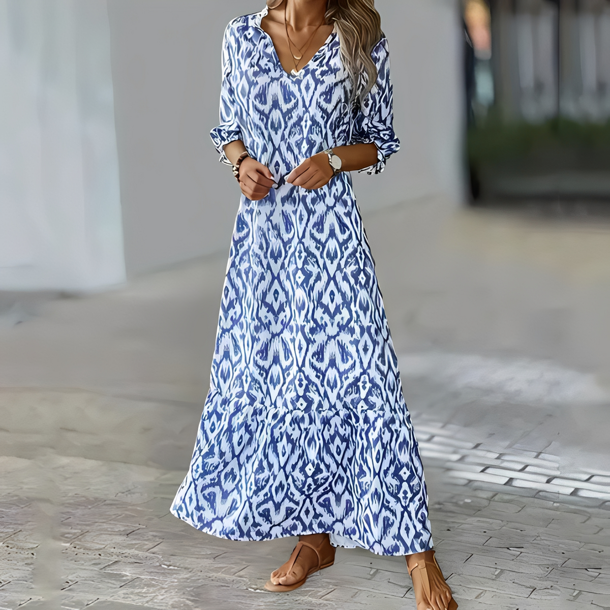 Zaynab - Elegantes Sommerkleid mit V-Ausschnitt für Frauen