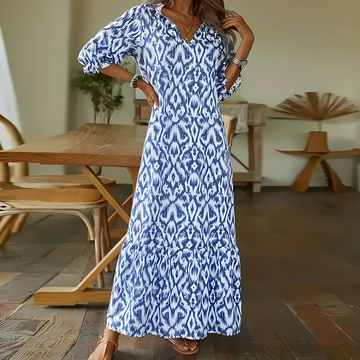 Zaynab - Elegantes Sommerkleid mit V-Ausschnitt für Frauen