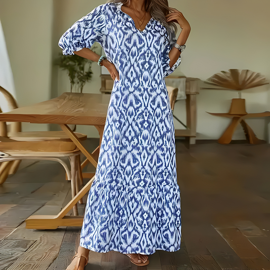 Zaynab - Elegantes Sommerkleid mit V-Ausschnitt für Frauen