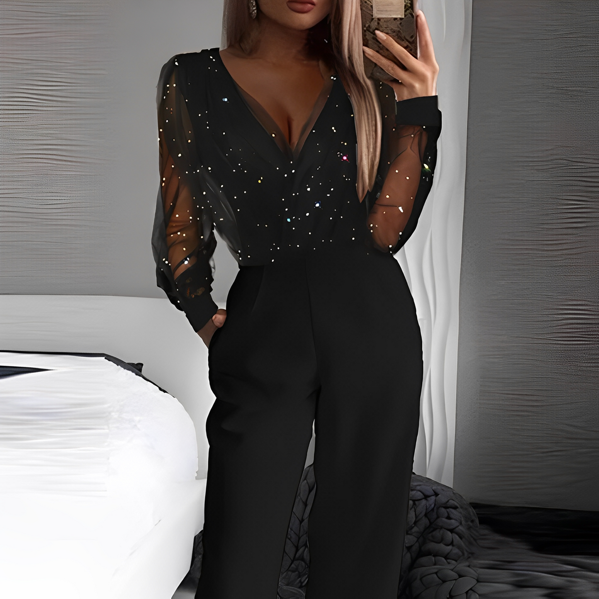 Alissa - Stilvoller Jumpsuit mit V-Ausschnitt für Damen