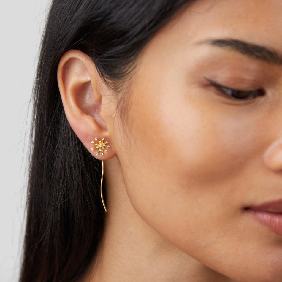 Hast du einen Wunsch – 18K Gold Löwenzahn Ohrringe