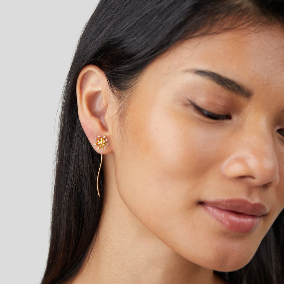 Hast du einen Wunsch – 18K Gold Löwenzahn Ohrringe