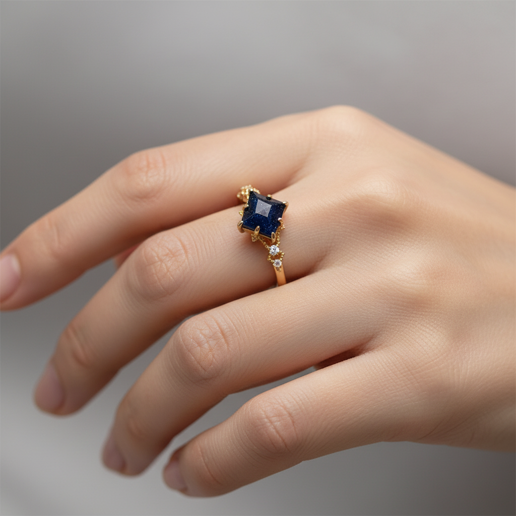 Nerisa – Ring aus dunklem Obsidian