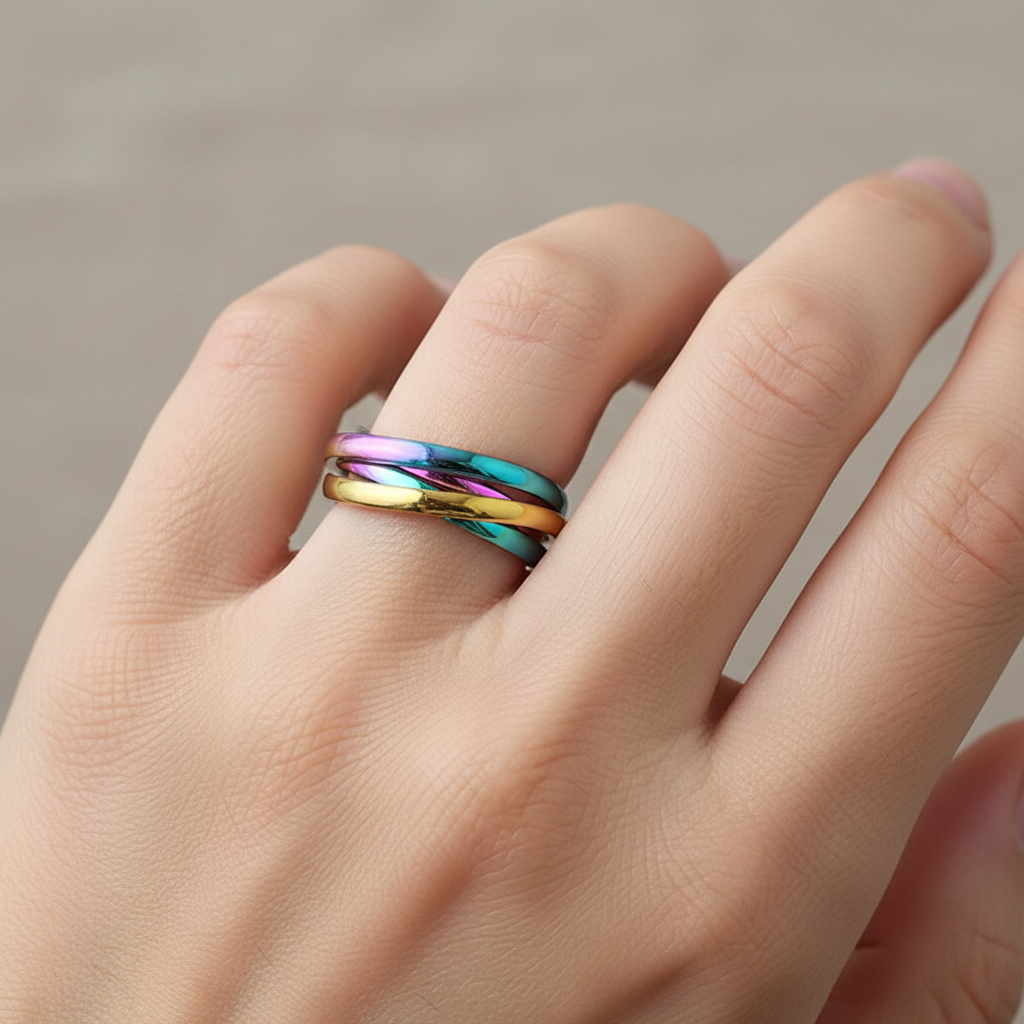 Sansen – Set aus drei Ringen aus Titanstahl