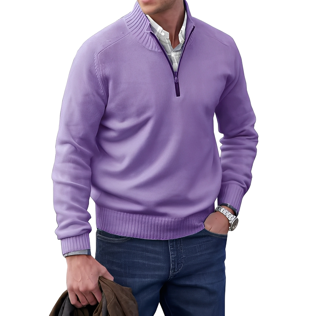 Jeremy - Zeitgemäßer Herrenpullover mit Reißverschluss