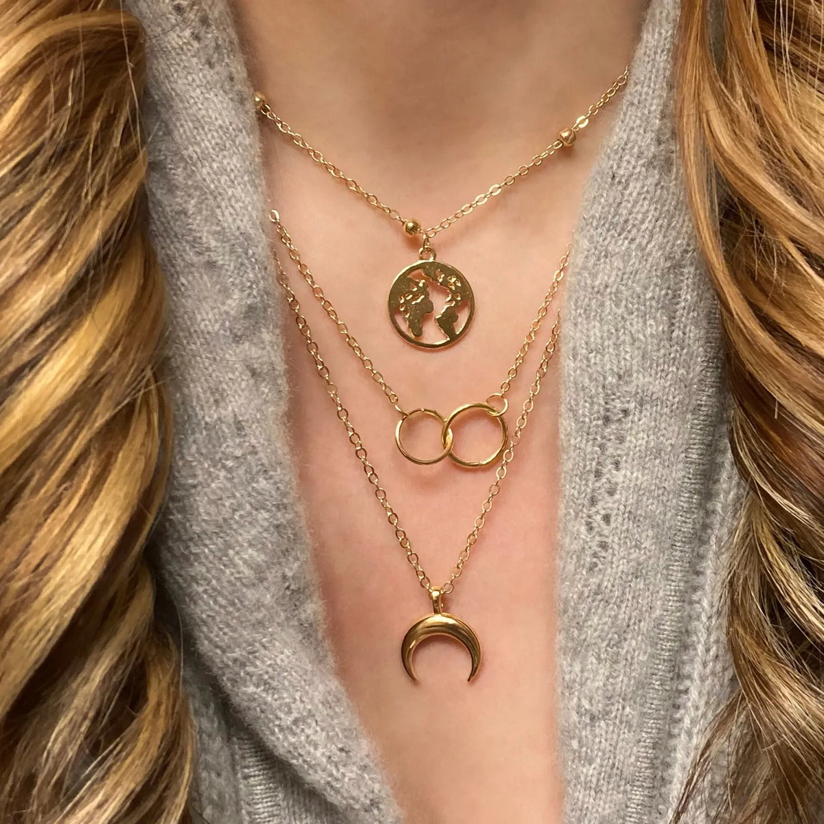 Erde-Halskette - Boho-Schicht-Set